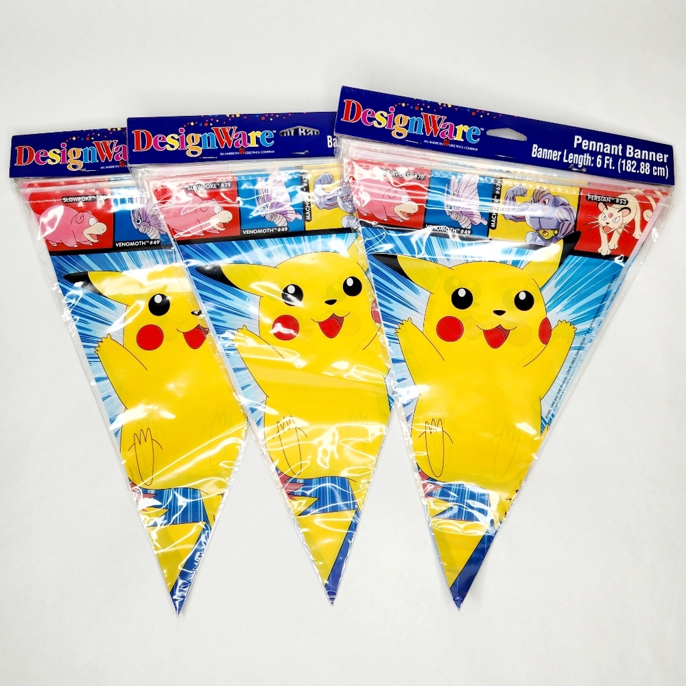 Vintage Pokémon Pennant Banner 90s Birthday Party Supplies NWT